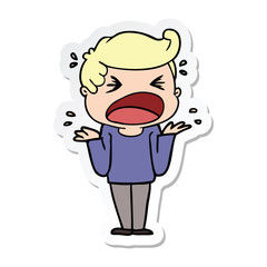 sticker of a cartoon shouting man
