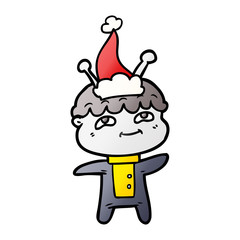 friendly gradient cartoon of a spaceman wearing santa hat