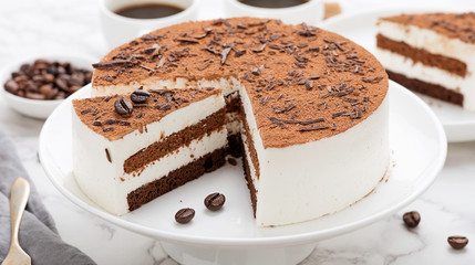 Tiramisu - Classical dessert with mascarpone and coffee 