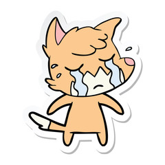 sticker of a crying fox cartoon