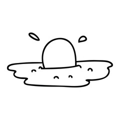 quirky line drawing cartoon fried egg