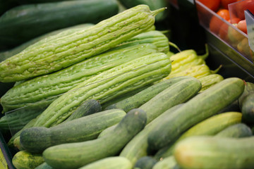 Green vegetables food in the market, healthy eating concept.