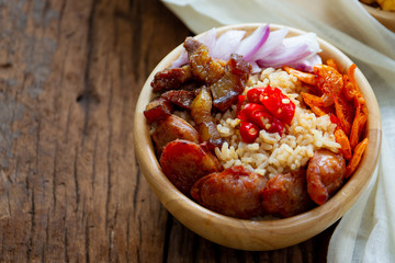 Original  Thai food.  Shrimp Fried Rice close up.