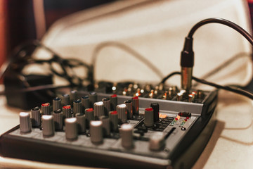 Mixing desk. Remote control for sound engineer