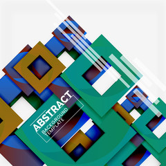 Geometric minimal abstract background with multicolored squares composition