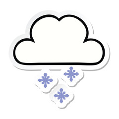 sticker of a cute cartoon snow cloud