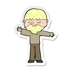 sticker of a cartoon happy man with beard