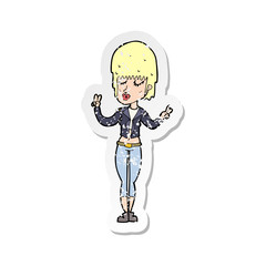 retro distressed sticker of a cartoon cool girl