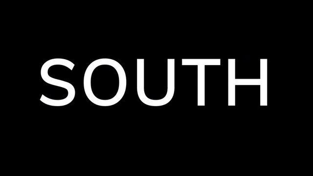 From the Glitch effect arises text SOUTH. Then the TV turns off. Alpha channel Premultiplied - Matted with color black