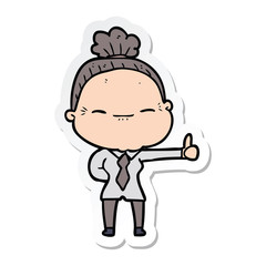 sticker of a cartoon peaceful old woman