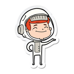 sticker of a happy cartoon astronaut
