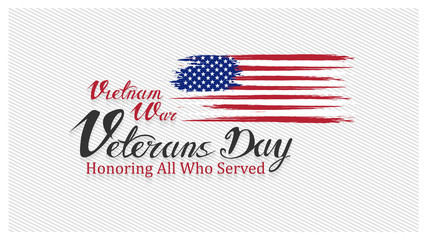 vietnam war veterans day, March 29, honoring all who served, posters, modern brush design vector illustration