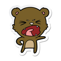 Obraz premium sticker of a angry cartoon bear