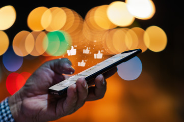 Young man using smart phone,Social media concept