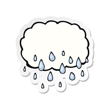 sticker of a rain cloud cartoon