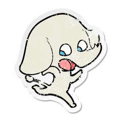 distressed sticker of a cute cartoon elephant