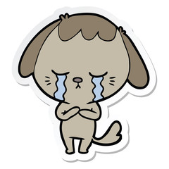 sticker of a cartoon crying dog