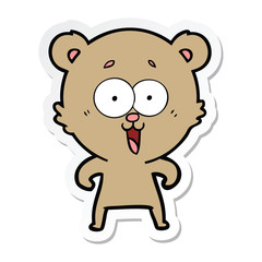 sticker of a laughing teddy  bear cartoon