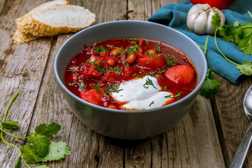 Borscht with sour cream