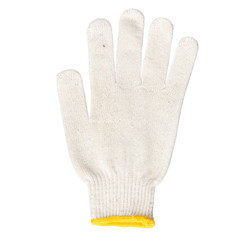 Single protective working cotton glove, isolated on white background
