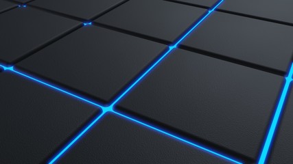 Obraz premium 3d ilustracji ciemnoszare kwadraty i niebieskie tło oprawy nowoczesne