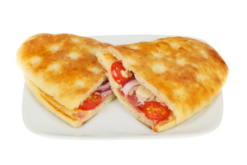 Two focaccia sandwiches