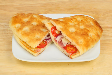 Focaccia flatbread on a plate