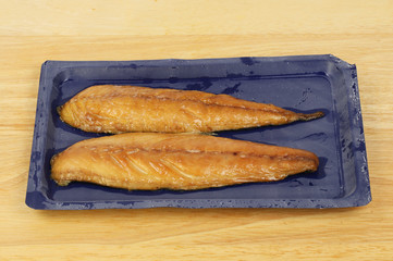 Smoked mackerel in a carton