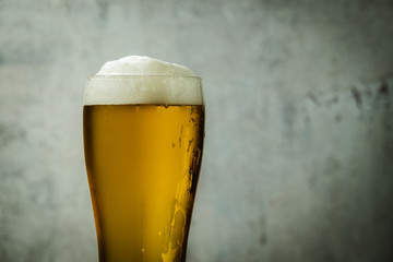 Beer foam on top of glass