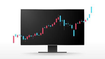 Candlestick treading index on computer monitor