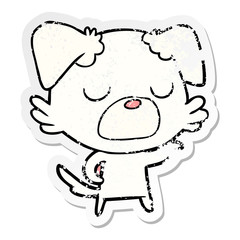 distressed sticker of a cartoon dog
