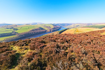 Out over Derwent moor to the hazy Derwent Valley