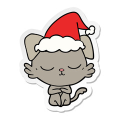 cute sticker cartoon of a dog wearing santa hat
