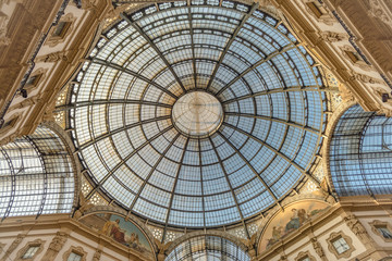  Dome of the Vittorio Emanuele gallery in Milan seen from inside