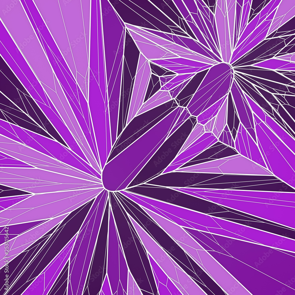 Aufkleber Abstract geometrical concept. Modern covers design with low poly tesselated pattern of pink colored shapes. 3d rendering