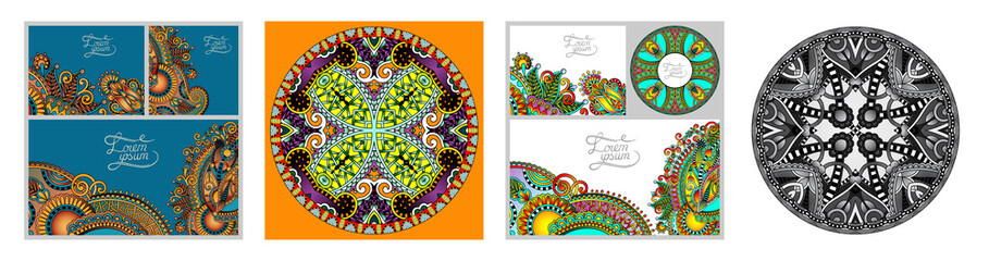 set of floral decorative background, template frame design for card