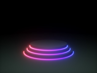 Round podium with colorful light rings