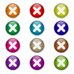 set of round color cross icons