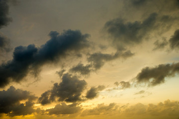 Colorful sunset sky over tranquil sea surface