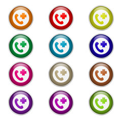 set of round colored icons Emergency