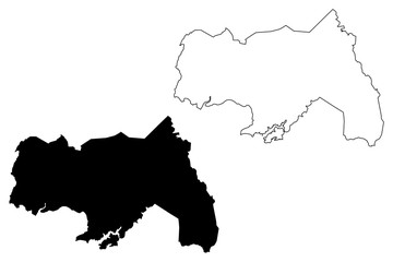 Northern Region (Regions of Uganda, Republic of Uganda, Administrative divisions) map vector illustration, scribble sketch Northern map