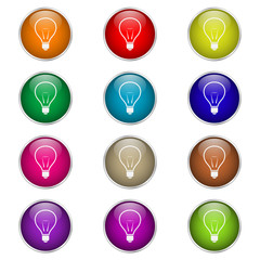 set of round color icons Light bulb