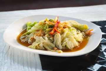 Thai food stir fry cabbage