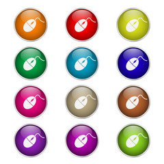 set of colored round mouse icons
