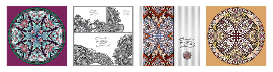 set of floral decorative background, template frame design for card
