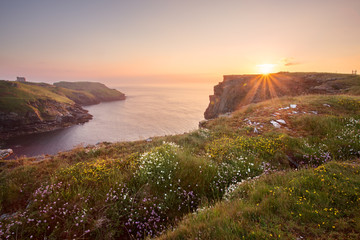 Sunset at Tintagel Cornwall Uk