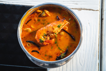 Famous Thai food spicy shrimp soup ''Tom yum kung ''