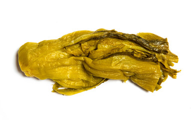 pickled Chinese cabbage on white background.