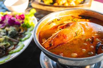 Famous Thai food spicy shrimp soup ''Tom yum kung ''