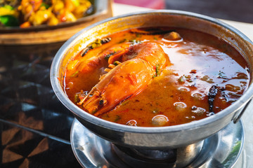 Famous Thai food spicy shrimp soup ''Tom yum kung ''
